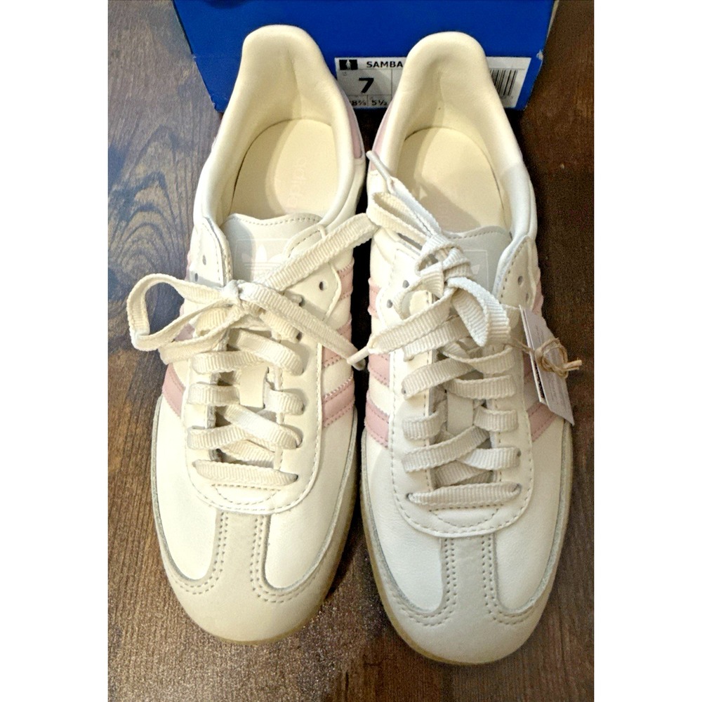 Adidas Samba OG Women 7.5 White Pink New With Defects IH9059 Striped Sneaker